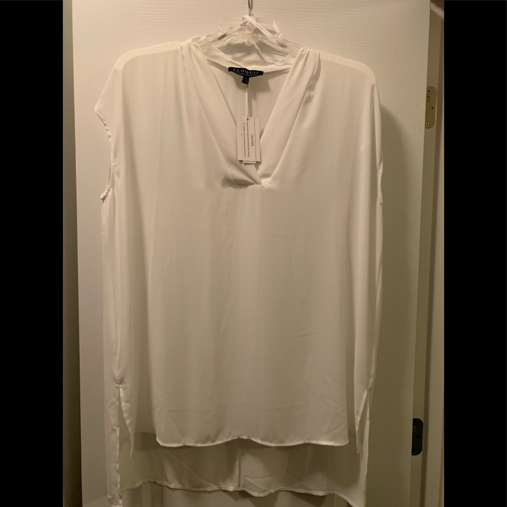 ELOQUII NWT white v-neck sheer tunic size 14